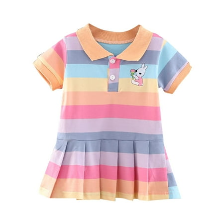 

ZRBYWB Toddler Little Girl Dresses Short Sleeve Tennis Dress Pleated Dress 2 To 6 Years Summer Clothes