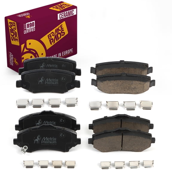 Metrix Premium Chassis Parts - Front & Rear Ceramic Disc Brake Pad Set Fits 2007-2012 Dodge Nitro, 2008-2012 Jeep Liberty, 2007-2017 Jeep Wrangler, 2018 Wrangler JK, Made in Europe