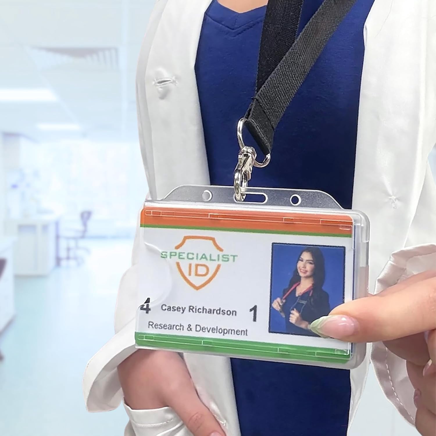 Bulk 20 Pack - Horizontal Centegix Badge Holder for Nurses & Staff - Holds 1 Landscape ID & 1 Centegix V2 CrisisAlert Alarm Badge - Heavy Duty Clear Horizontal Display with Recessed Button Access