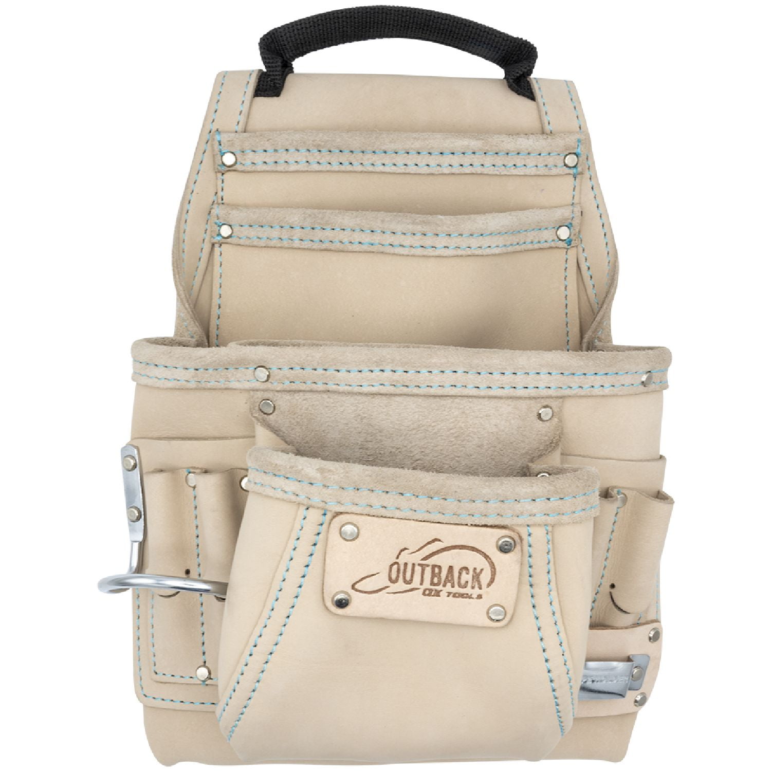 OX TOOLS P266810 Pro White Leather 10Pocket Tool Pouch w/ Speed Square