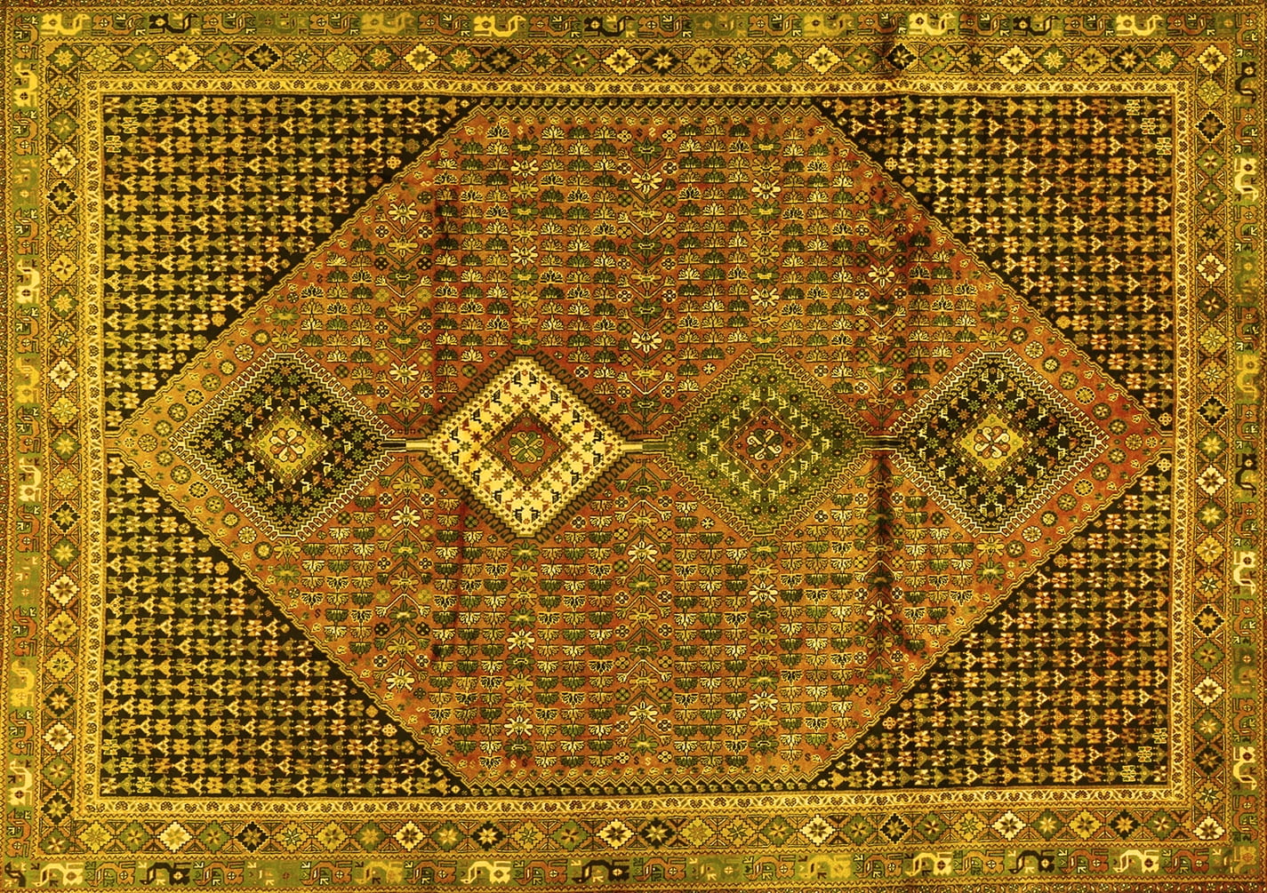 Ahgly Company Indoor Rectangle Persian Yellow Traditional Area Rugs, 2