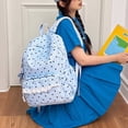 thumbnail image 3 of Women's Polka Dot Backpack, Cute Blue Lace Bow School Bag, Lightweight Nylon Laptop Bookbag Fits 15.6 Inch, Water Resistant Large Capacity Daypack for College Travel, 3 of 4