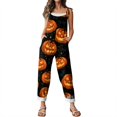 thumbnail image 6 of Stralyhd Pumpkin Face Graphic Casual Rompers Halloween Party Square Neck Jumpsuit Party Jumpsuits with Pockets Spooky Horror Print Long Pants Orange XL, 6 of 7