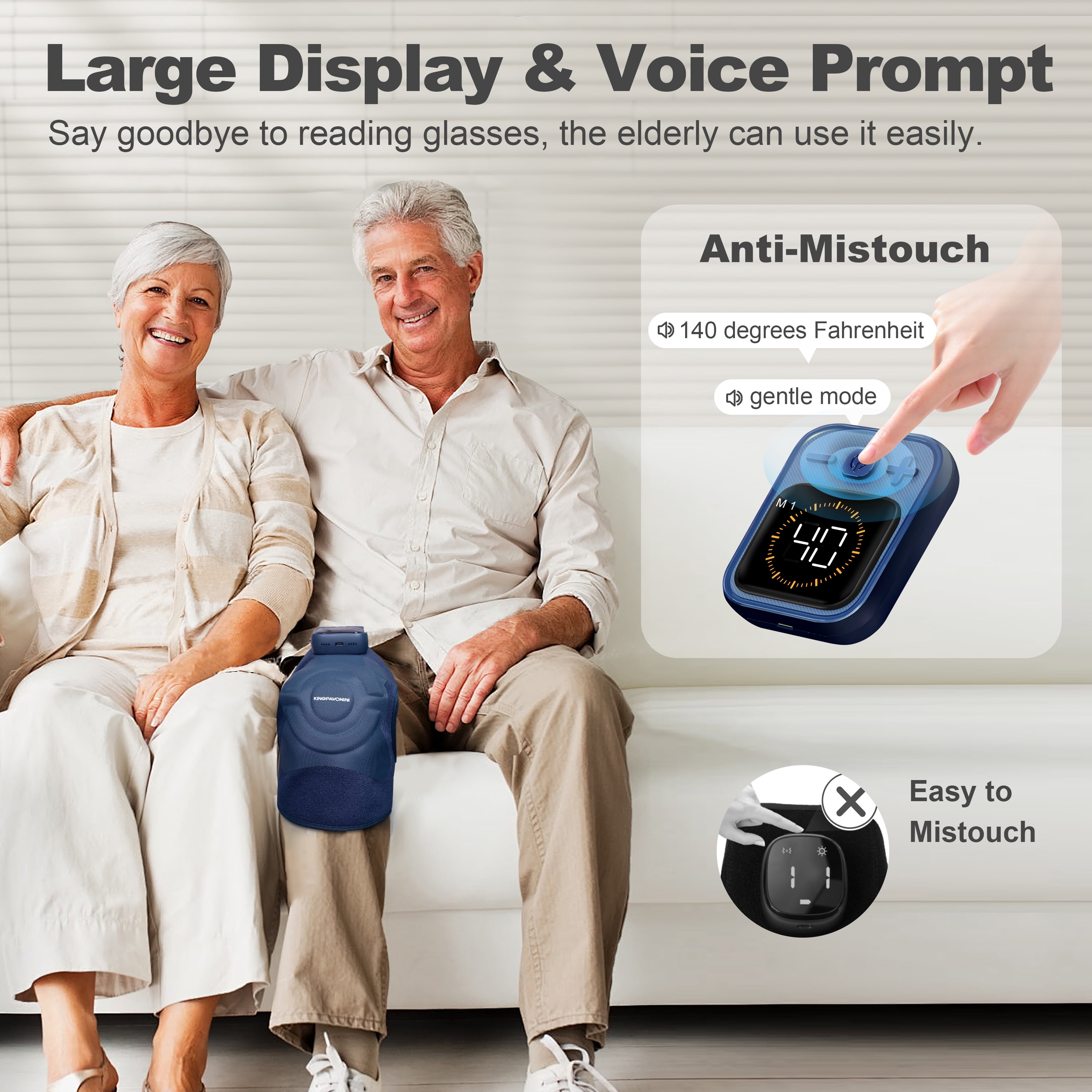 KingPavonini Wireless Knee Massager with Heat and Vibration for Knee, Shoulder, Elbow, Newly 4 Motors, 1 Pack
