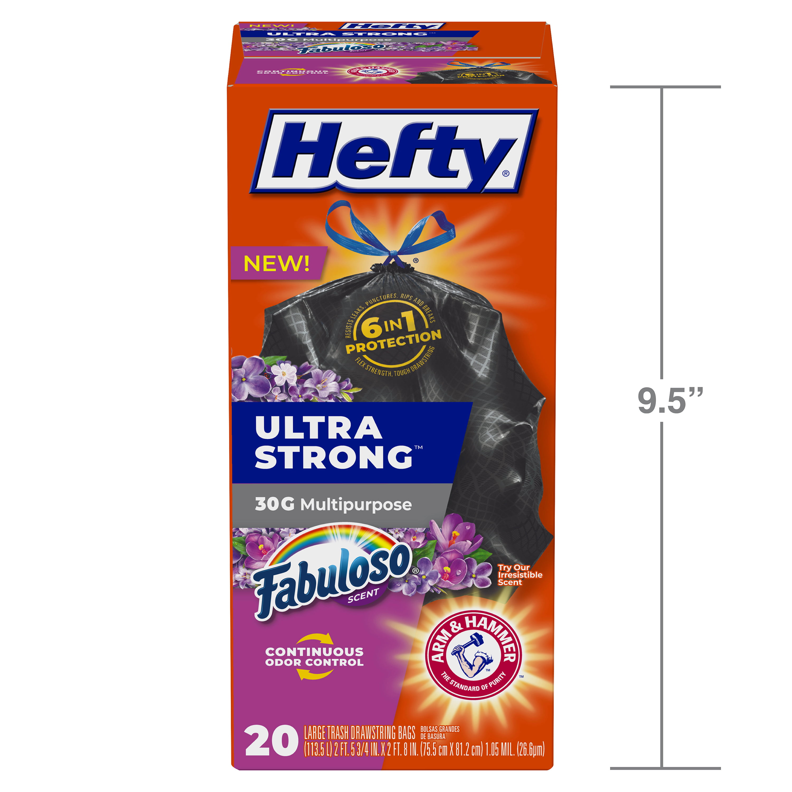 Hefty Ultra Strong Multipurpose Large Trash Bags, Black, Fabuloso Lemon  Scent, 30 Gallon, 50ct