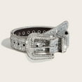 thumbnail image 4 of lanema Bling Male Female Jeans Skirt Waist Belt with Rhinestone Buckle Belt Locomotive, 4 of 13