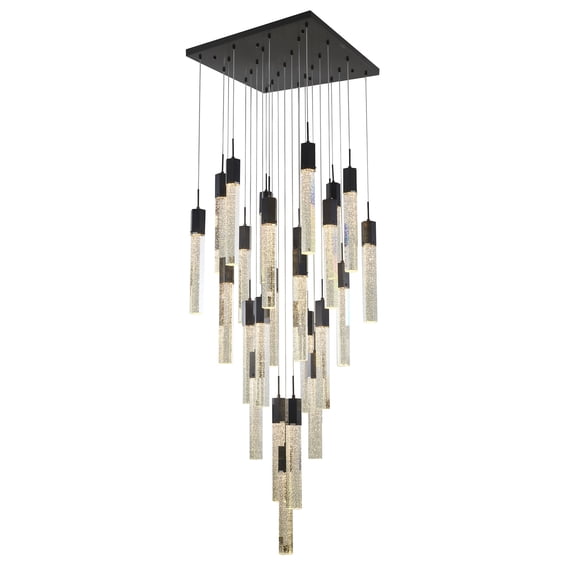Design Living 25-Light Black Stainless Steel Chandelier With Crystals