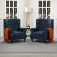 thumbnail image 3 of Gewnee 38.58” Manual Push Back Recliner Linen Fabric for Living Room Office Bedroom Blue, 3 of 20