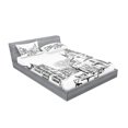 thumbnail image 2 of Ambesonne Black White Fitted Sheet & Pillow Sham Set, Old City Sketch, Full, Black White, 2 of 2