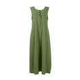 thumbnail image 6 of CHGBMOK Women Dress Button V Neck Sleeveless Long Dress Solid Loose Casual Shift Dress Wedding Guest Party Formal Dress, 6 of 7