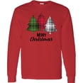thumbnail image 3 of Inktastic Merry Christmas Plaid Trees Long Sleeve T-Shirt, 3 of 5