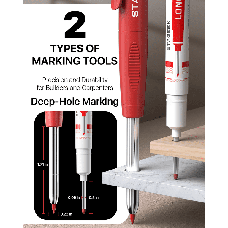 STAGEEK 3PCS Carpenter Pencils with Sharpener, Heavy Duty