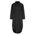 thumbnail image 2 of Women's Solid Color Button-Down Loose Shirt Dress - Cotton Linen, Long Sleeve, Casual/Office/Vacation Maxi Dress, 2 of 5