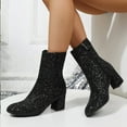 thumbnail image 5 of Modisza Women's Fashion Ankle Boots Glitter Sparkly Mid Calf Booties Ladies Outdoor Comfortable Low Heel Party Dressy Boot, 5 of 7