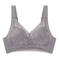 thumbnail image 2 of YWDJ Bras for Women Plus Size Push up Back Closures Lounge Bras No Wires Comfortable Bras Adjustable Straps Full Coverage Wrap Bras Padded Plus Size Lace Comfort Bras Solid Sleep Bras Gray 40, 2 of 3