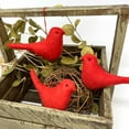 thumbnail image 3 of Red Felt Fabric Bird Christmas Ornaments - Set of 3 - by Marilee Home, 3 of 5