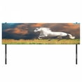 thumbnail image 3 of Horses Headboard, Andalusian Horse with a Majestic Dust Cloud Background Strong Desires Photo, Upholstered Decorative Metal Bed Headboard with Memory Foam, King Size, White Orange Green, by Ambesonne, 3 of 4