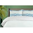 thumbnail image 4 of Ambesonne Modern Duvet Cover Set, Ocean Life Sea Waves, 2-Calking, Turquoise Navy Blue, 4 of 6