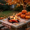 thumbnail image 4 of Assorted Fall Artificial Pumpkin Maple Leaf Candle Ring, Mini Rustic Harvest Candle Wreath, 3 Styles Tabletop Small Wreath, Decorative Candle Ring for Thanksgiving Halloween Table Mantel Decor, 4 of 6