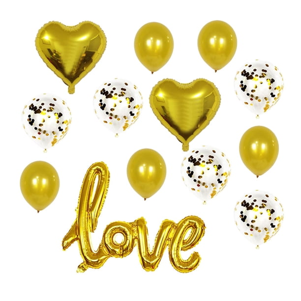 Globo de Letras con Tema de Amor: Accesorios de Pancarta de de Aluminio para Compromiso, Boda, Despedida de Soltera, Día de San Valentín, Decor ORO Gloria Globo de papel de carta LOVE