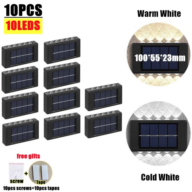 Luces solares para decoración de jardín al aire libre, lámpara LED de pared impermeable, cálida, luminosa, arriba y abajo, hogar, balcón, patio, calle, decorativa