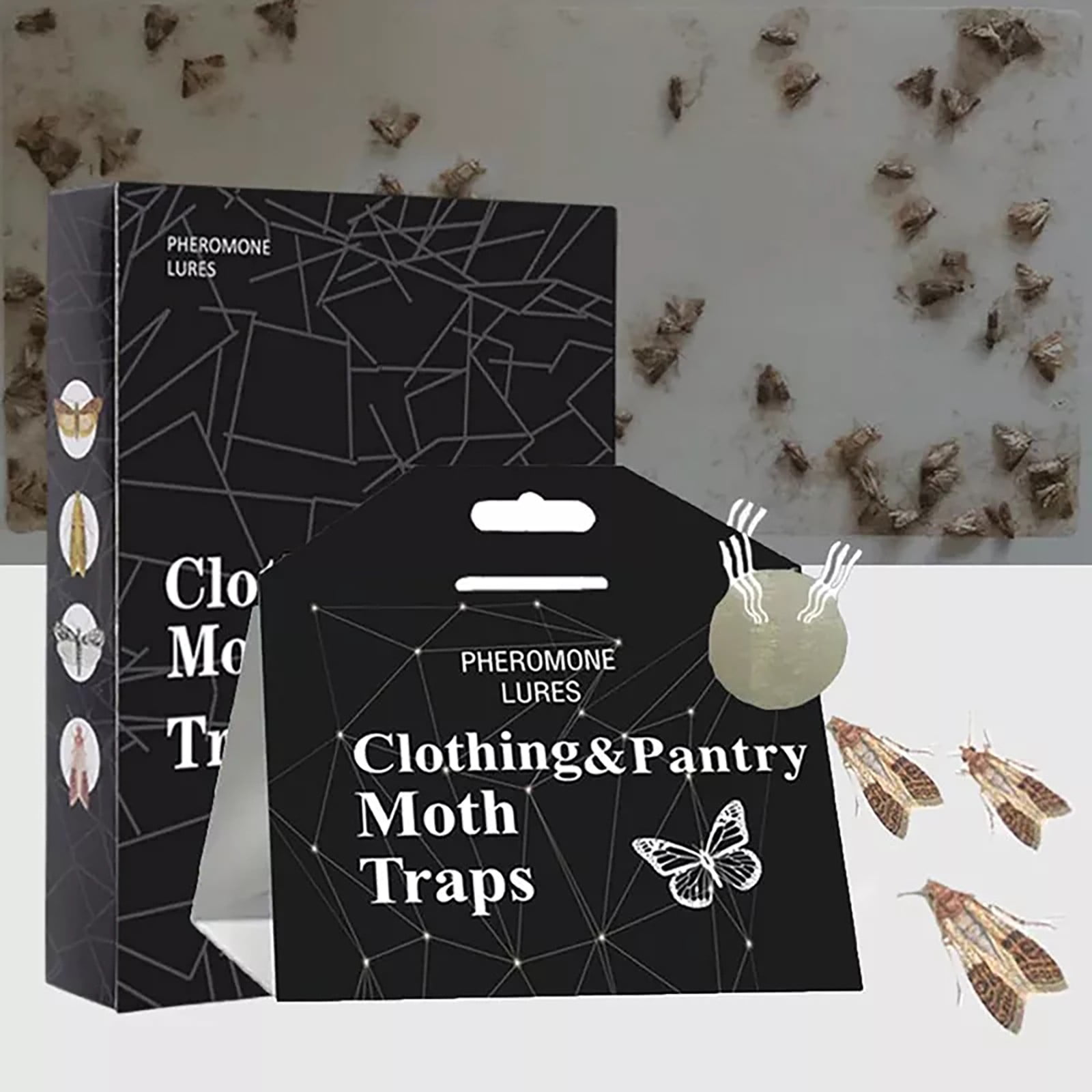 Moth Trap Stickers for Home Use Efficient Moth Catching Kit with 5 Sticky Flying Attractor Ideal Moth Control Solution