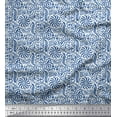 thumbnail image 1 of Soimoi Japan Crepe Satin Fabric Floral & Paisley Block Print Fabric by The Yard 42 Inch Wide, 1 of 3