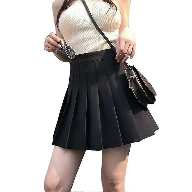 Falda corta acampanada plisada de talle alto para mujer, estilo tenis informal.