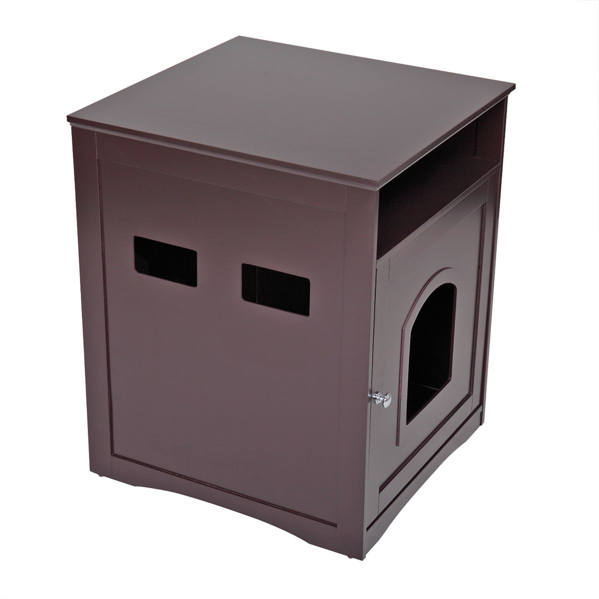 Veryke Wooden Pet Cat House nclosure Outside Shelter Animal Cage, Brown Veryke Wooden Pet Cat House nclosure Outside Shelter Animal Cage, Brown