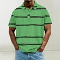 thumbnail image 3 of ZCFZJW Athletic T-Shirts for Men Casual Striped Color Block Printed Summer Short Sleeve Button V Neck Henley Shirts Loose Regular Fit Cotton Tees Tops Green XXXL, 3 of 4