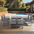 thumbnail image 3 of PORKISS 9 Piece Patio Furniture Set, Outdoor Wicker Sectional Set with Rattan Chairs, Modern Dining Table Set with Glass Table Top and Cushions, Grey, 3 of 12