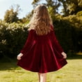 thumbnail image 6 of Posijego Girls Velvet Long Sleeve Dress Solid Color Vintage Velour Party Christmas Evening Flowy Dresses for Girls, 6 of 7