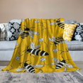thumbnail image 2 of Creowell  Cute Bees Throw Blanket, Cartoon Bee and Flowers Flannel  Blanket, Nature Spring Garden Bee Decorative  Blanket for Kids Girls Boys Yellow Black Fuzzy Blanket, 2 of 6