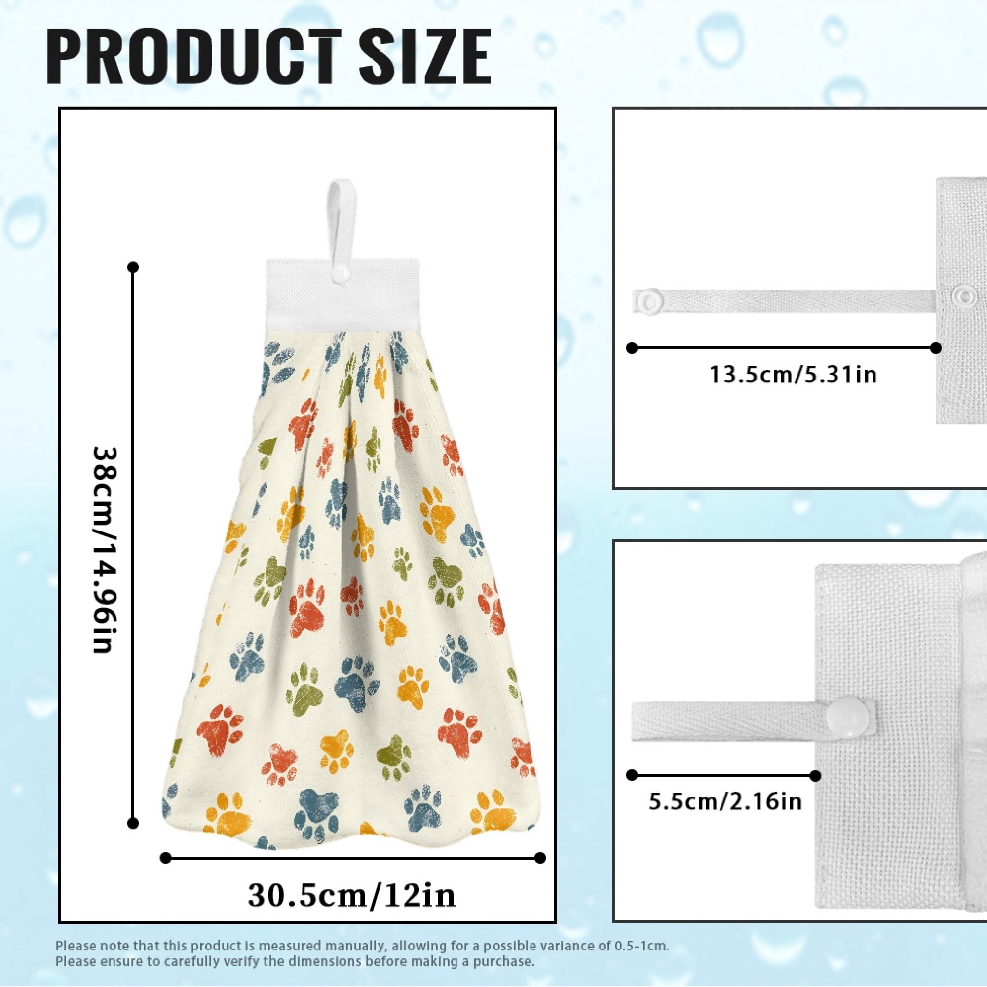 SEANATIVE Dog Paw Print Hanging Hand Towels for Kitchen Quick Dry Bathroom Hand Towels Set of 3 Tie Towel for Wiping Hands Fast Drying Hang Towel for Wiping Hands Cleaning Dishes or Countertops