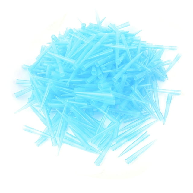 Puntas de pipeta de plástico azul claro de laboratorio, punta fina, 1000ul, 1ml, 500 piezas
