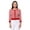 Red/Ivory, variant on Women's 3/4 Sleeve Crewneck Stripe Regular Fit Button-Down Sweater Cardigan-BLACK/IVORY-L