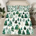 thumbnail image 2 of Feelyou Teens Xmas Tree Full Size Sheets, Gold Stars Print Bed Sheets, Merry Christmas Sheet Sets, Lightweight Room Decor,4 Pieces, 2 of 7