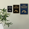 thumbnail image 3 of Signs ByLITA Portrait Round Please Do Not Adjust Temperature ABS Plastic | Laser Engraved | Easy Installation | Elegant Design Sign (Brushed Gold) - Small, 3 of 8