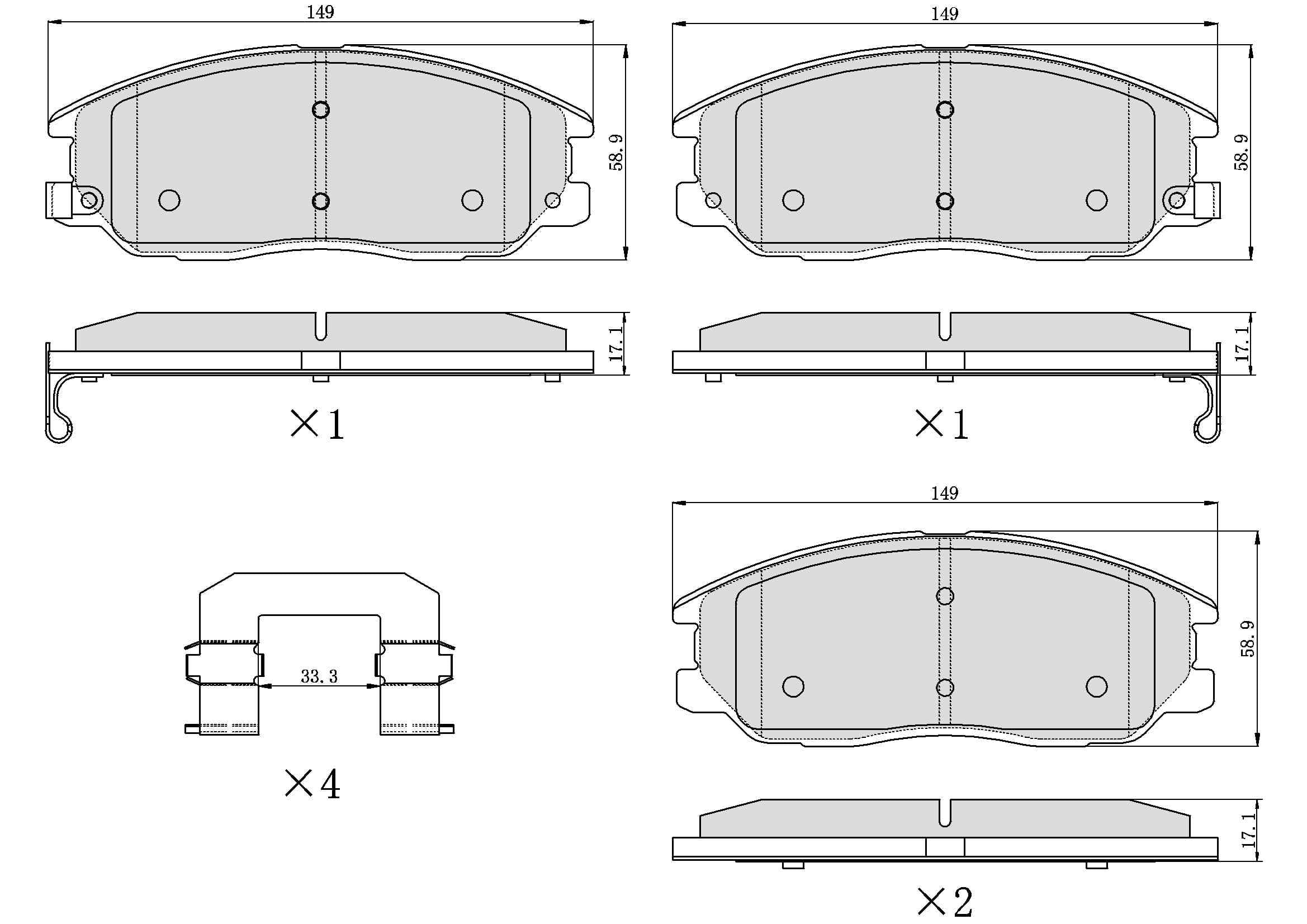 Winstop Brake Pad Set, Front WS.0955.0.C, Kia Sorento 2009-2003
