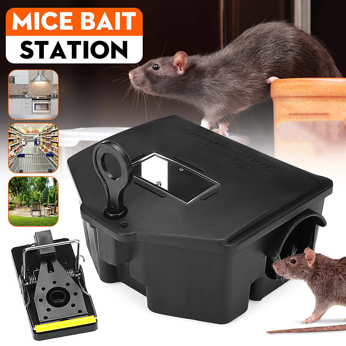 2 PCS Mouse Trap-Rat Traps Snap Rodent Killer Plastic Mice Trap Black 