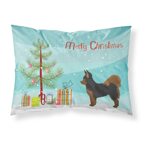 Black and Tan Pomchi Christmas Tree Fabric Standard Pillowcase