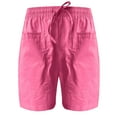 thumbnail image 4 of DDAPJ pyju Cotton Linen Shorts for Women Elastic Waist Drawstring Casual Summer Beach Shorts Comfy Lounge Shorts with Pockets Hot Pink L, 4 of 6