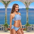 thumbnail image 2 of Dreamtimes 2 Pcs Swimsuit Beautiful Snowflake Christmas Womens Top Halter Beach Bathing Bikini Set, Small, 2 of 6