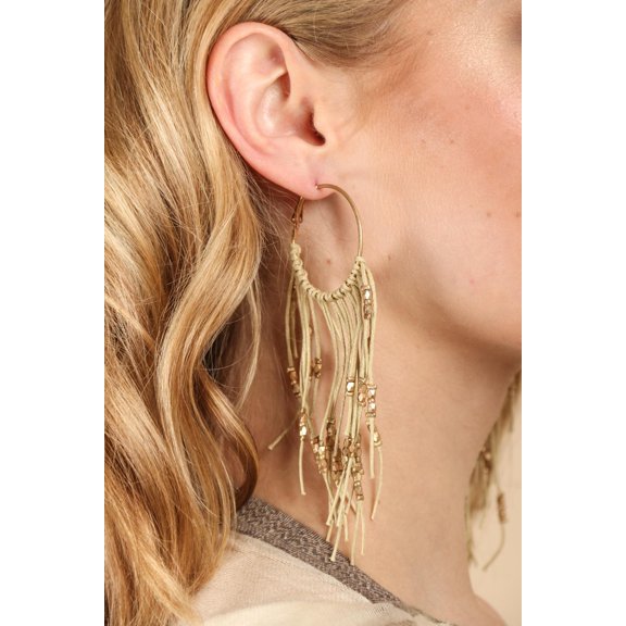 Taupe/Gold Color Earring with Hinged Hoop Closure