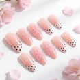 thumbnail image 6 of 24PCS Polka Dot French Tip Press on Nails Medium Almond Handmade Nails Press on 3D Unique Reusable ABS Acrylic Fake Nails French Tip False Nails with Polka Dots Flower Designs Glossy Glue on Nail, 6 of 7