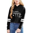 thumbnail image 2 of FAOWME Child Girls Long Sleeve Letters Solid Color Crop Sweatshirt Hoodie Pullover Tops For Kids Black 4-5 Years, 2 of 4