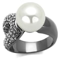 thumbnail image 1 of Alamode TK2800-9 Femmes IP Light Noir Bague en Acier Inoxydable avec Synthétique en Blanc - Taille 9, 1 of 1