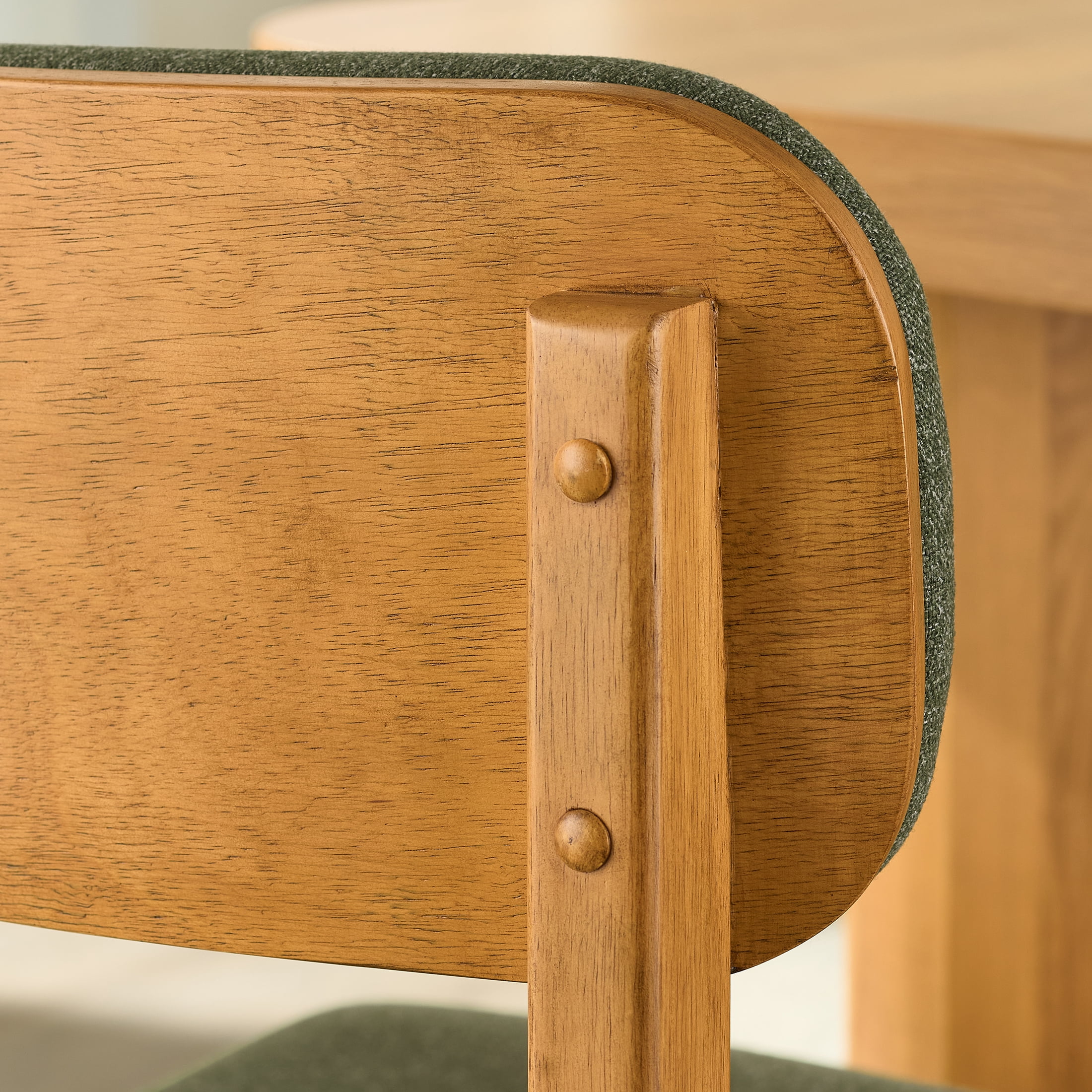 Better Homes & Gardens Juliet Dining Chairs, Light Honey Finish and Olive Green, Set of 2