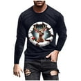 thumbnail image 3 of Visit the JURANMO Store Mens Funny Graphic T Shirts Christmas Tree Print Long Sleeve Crew Neck Casual Tees Big and Tall Regular Fit Fall Fashion Tee Tops Navy S, 3 of 6