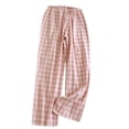 thumbnail image 4 of cfhntfmh Women's Cotton Pajama Pants Lightweight Sleep Lounge Bottoms Plaid Elastic Waist Drawstring Sleepwear with Pockets, 4 of 7